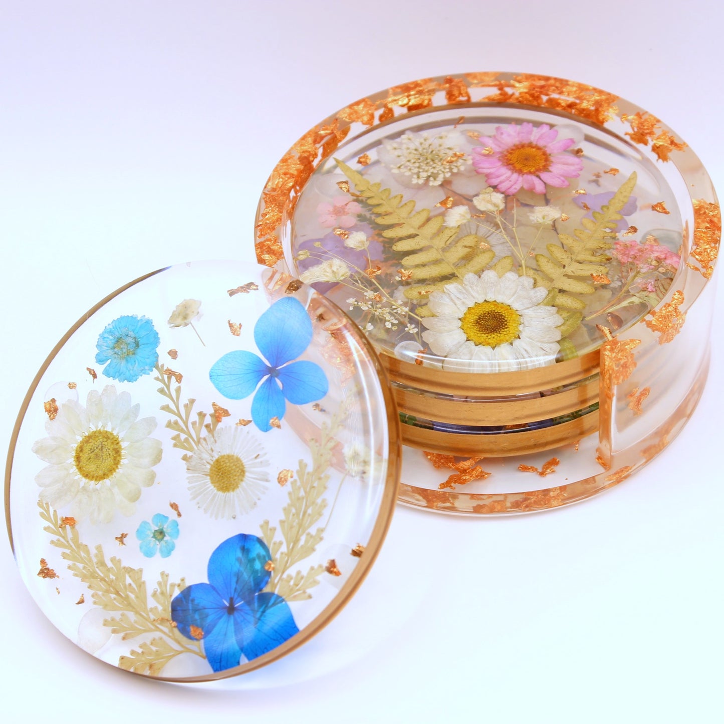Round Floral Coaster Set