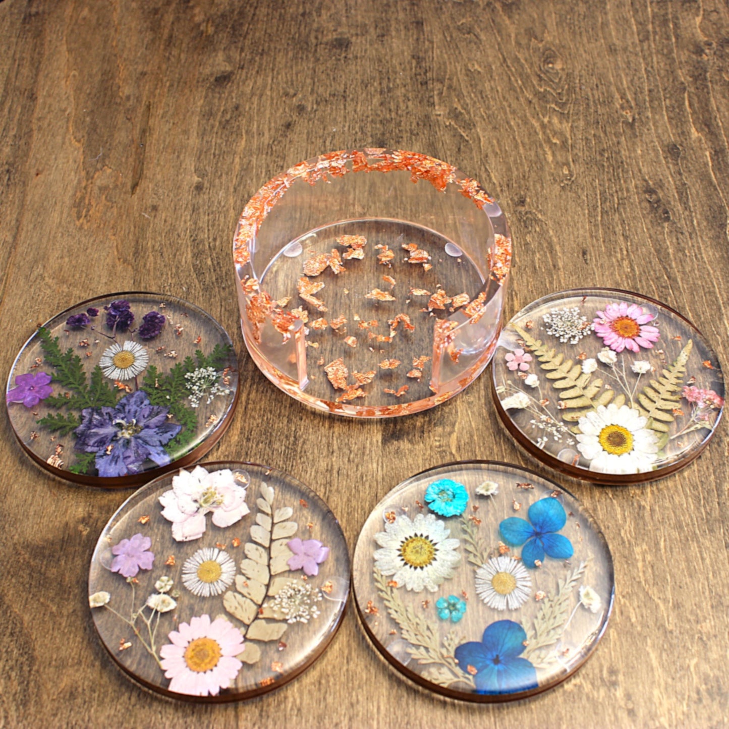 Round Floral Coaster Set