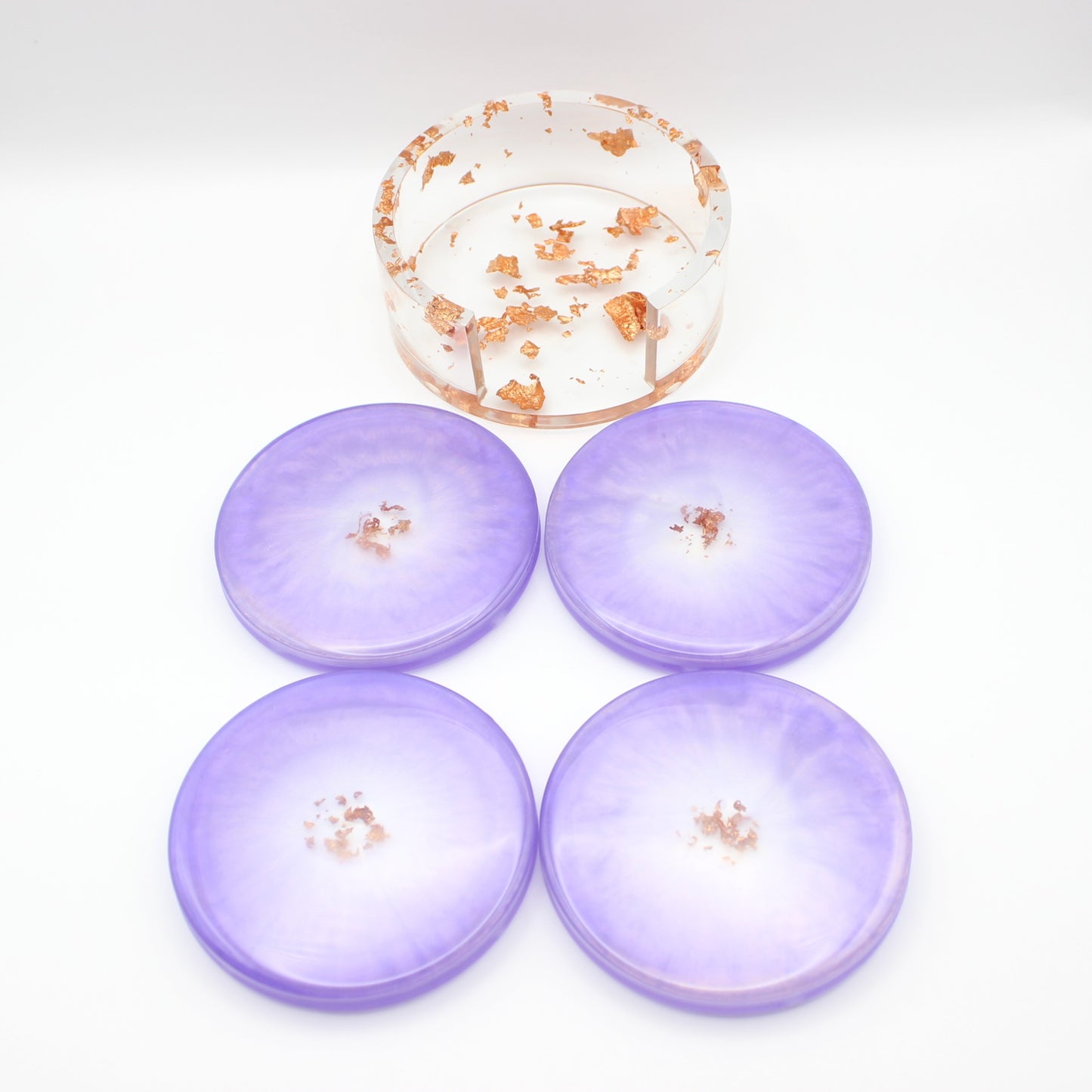 Purple & Rose Gold Coaster Set