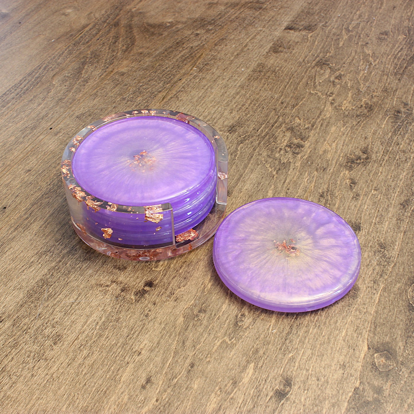 Purple & Rose Gold Coaster Set
