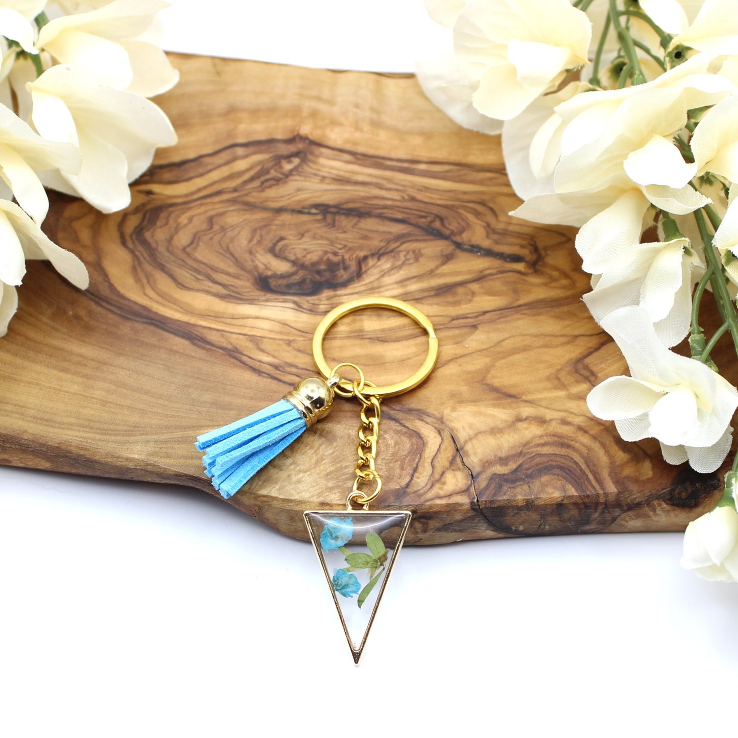 Pressed Flower Keychains-Gold