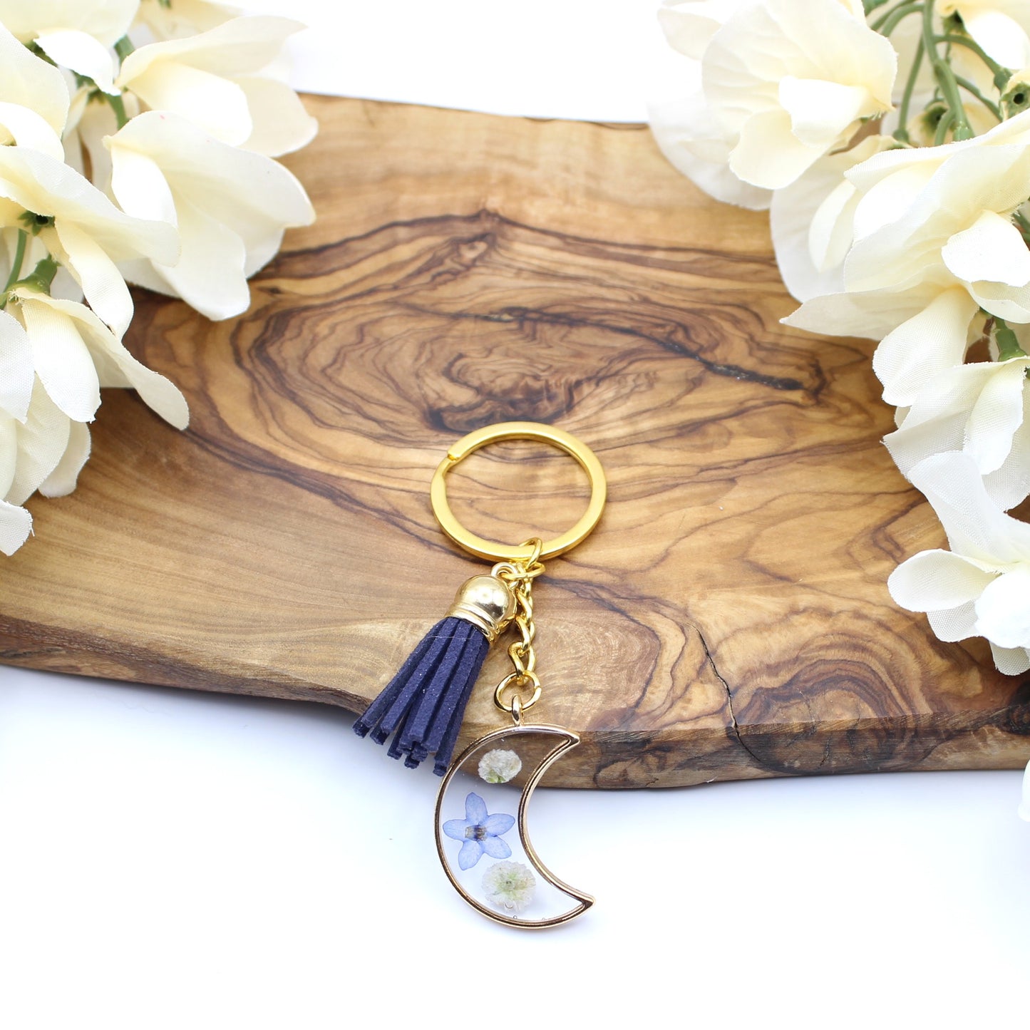 Pressed Flower Keychains-Gold