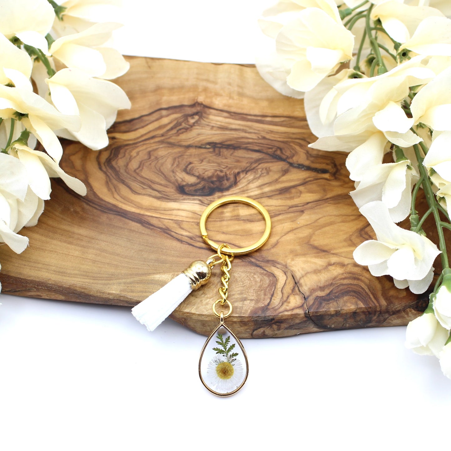 Pressed Flower Keychains-Gold