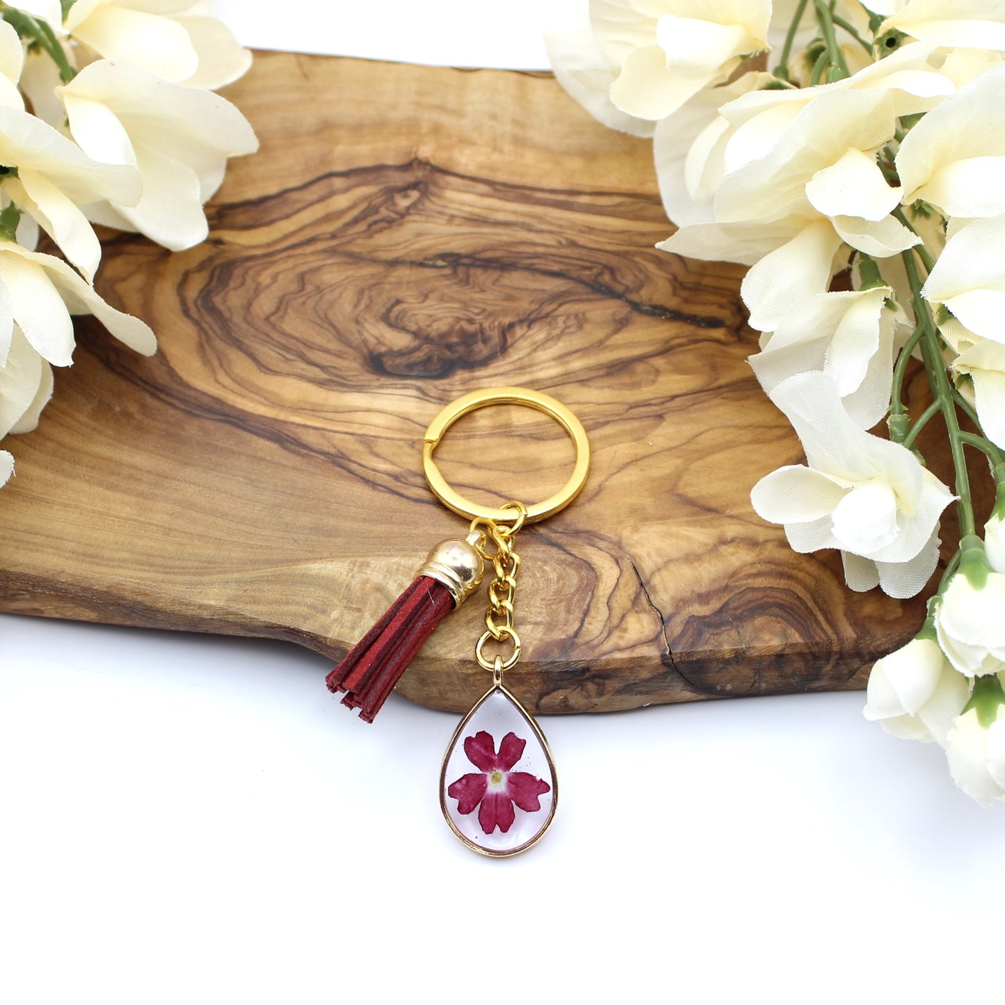 Pressed Flower Keychains-Gold