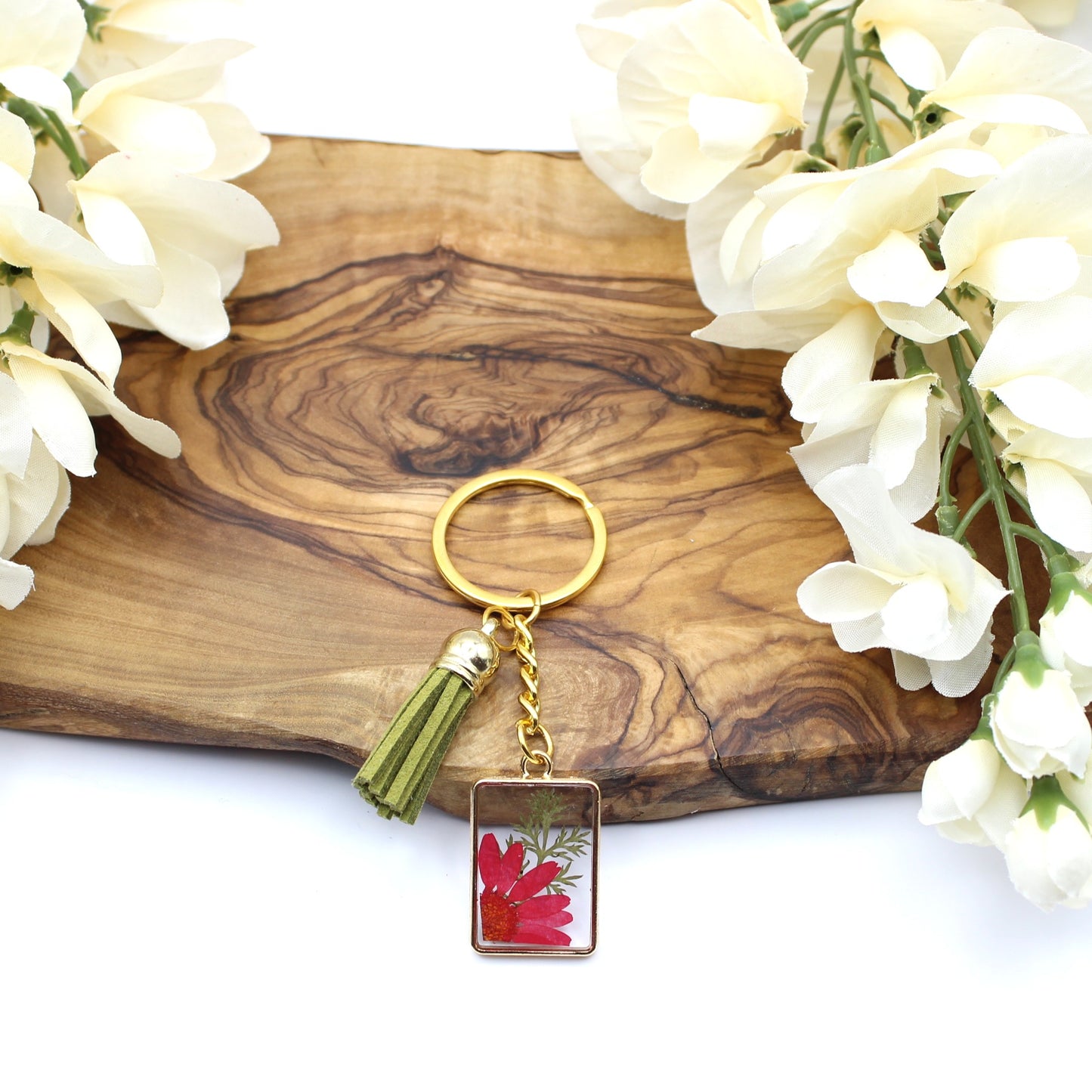 Pressed Flower Keychains-Gold