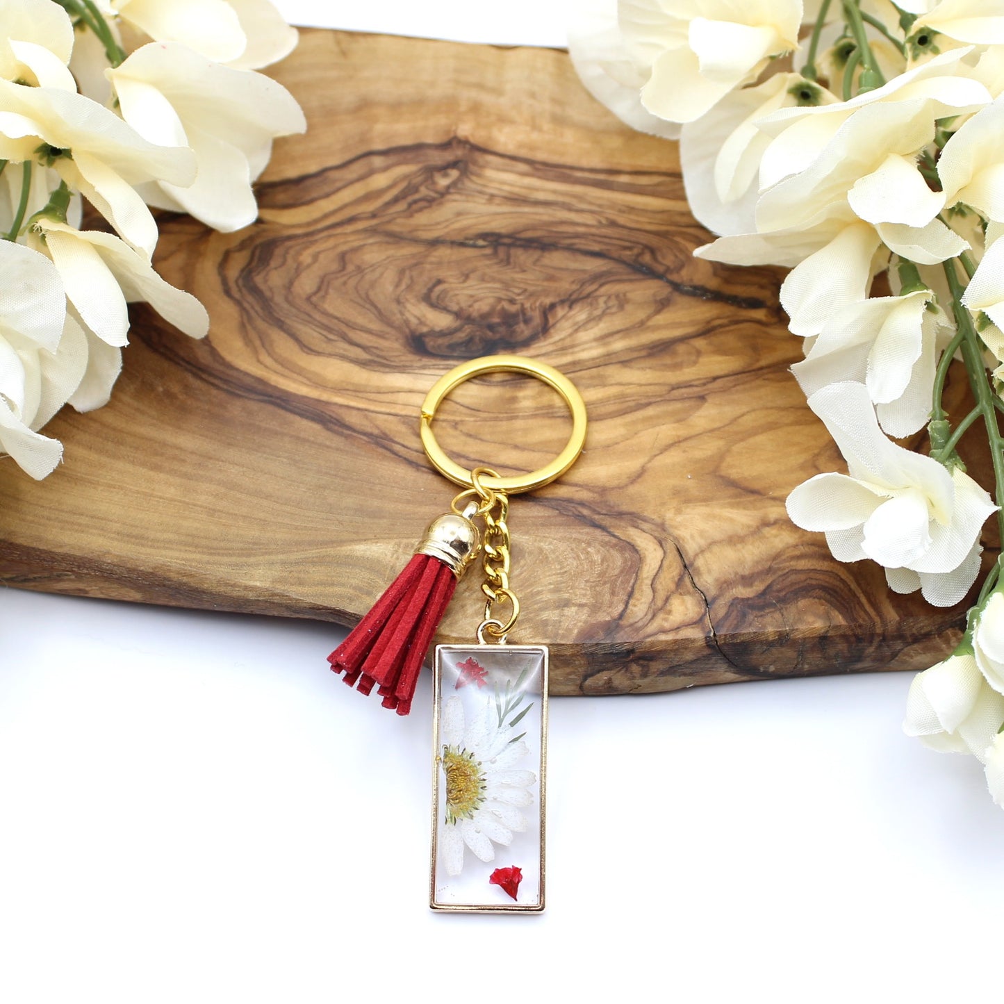 Pressed Flower Keychains-Gold