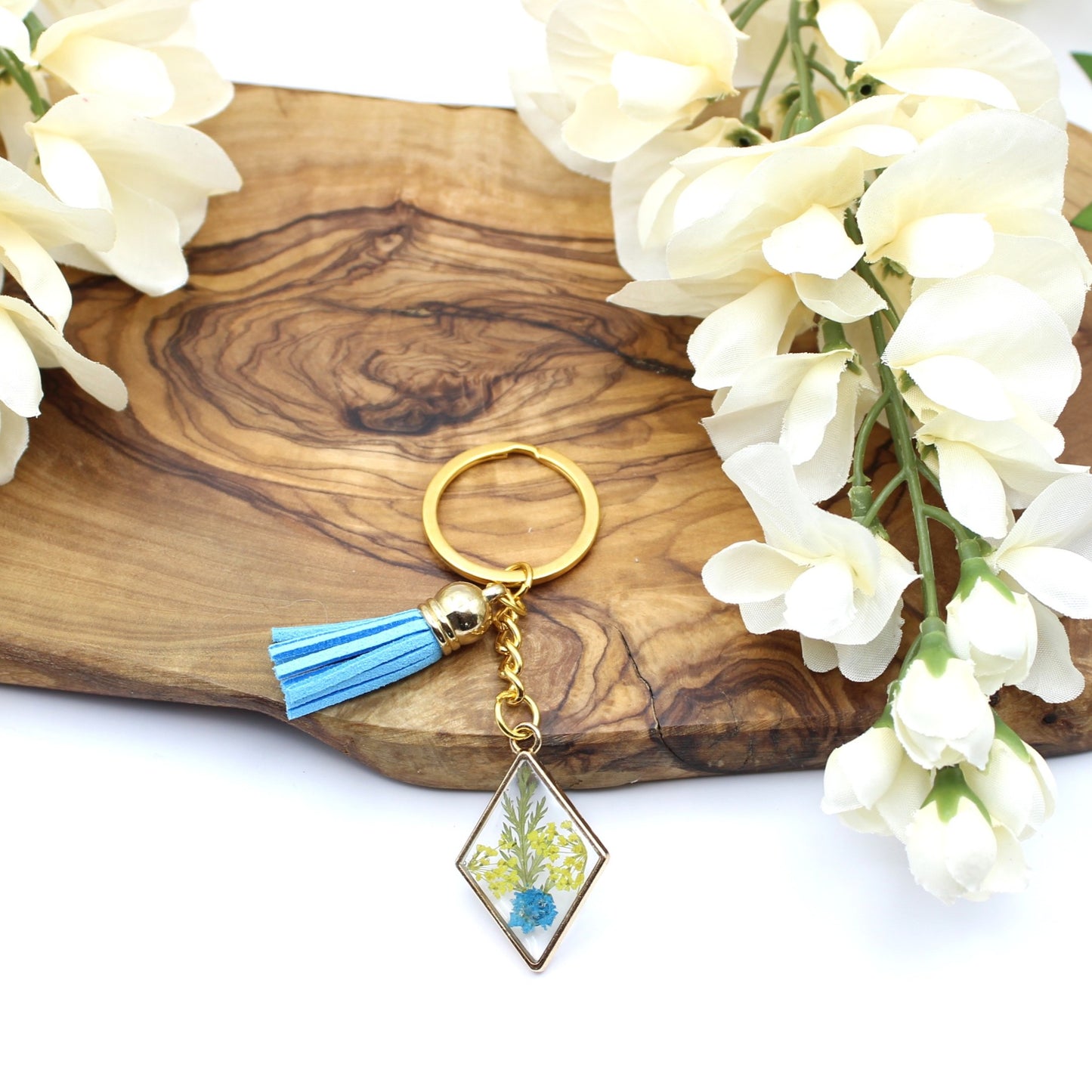 Pressed Flower Keychains-Gold