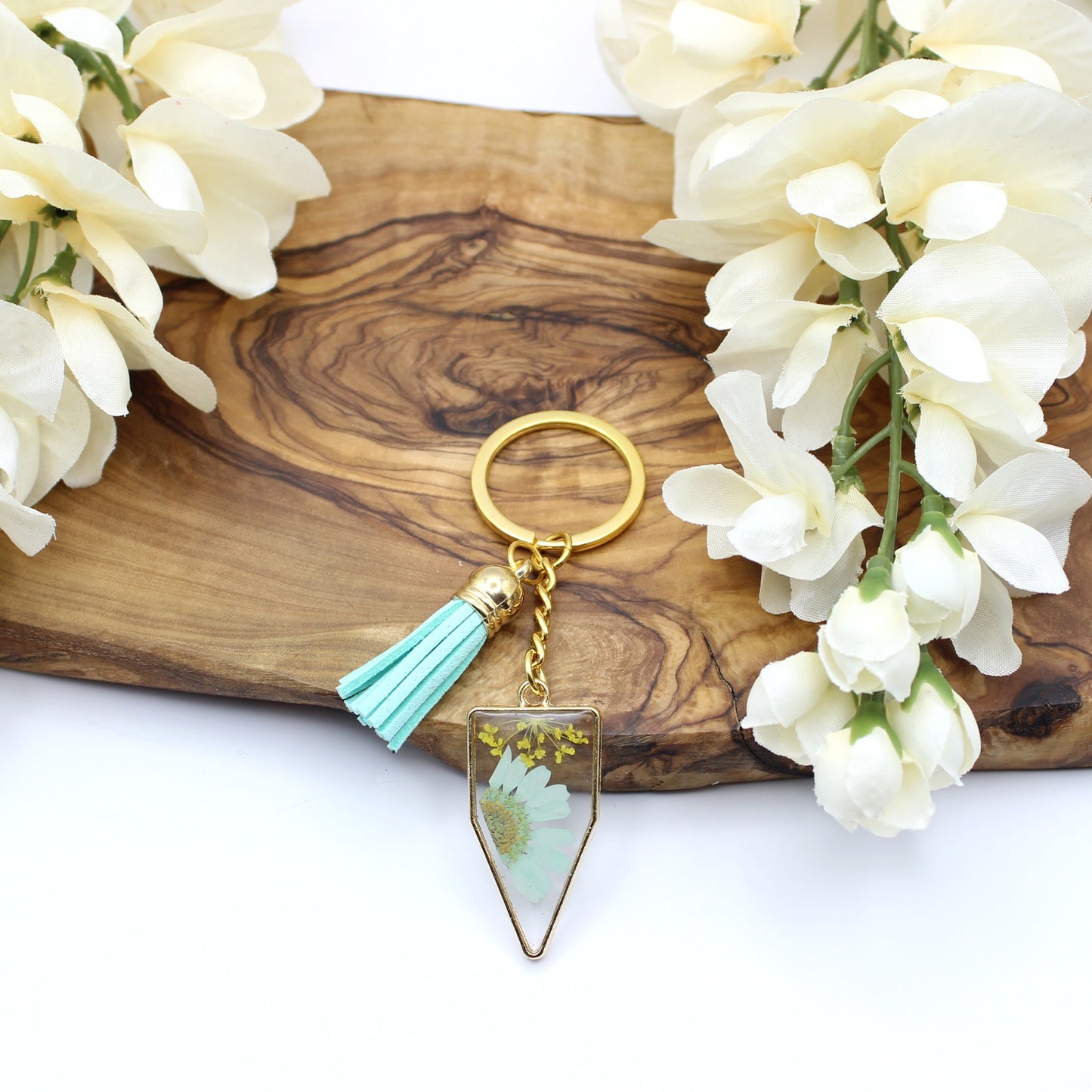 Pressed Flower Keychains-Gold