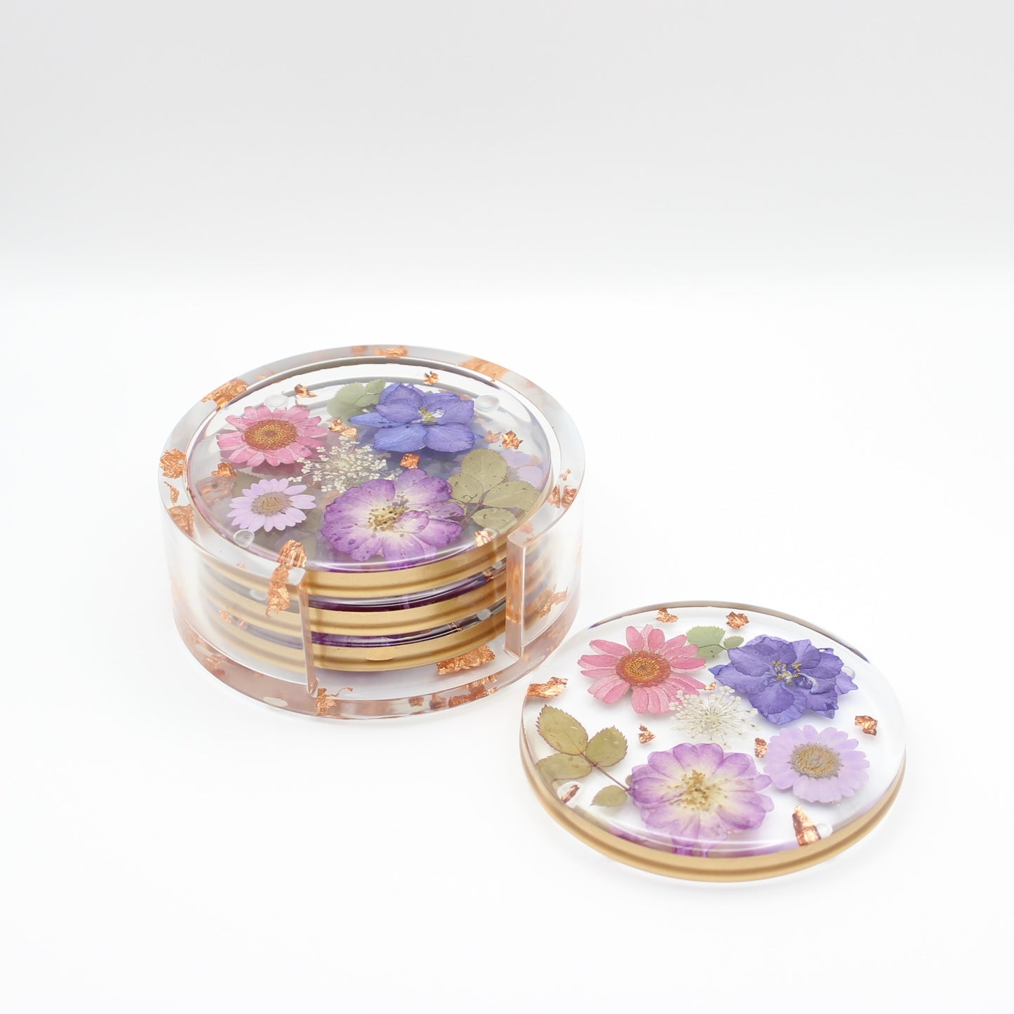 Round Floral Coaster Set