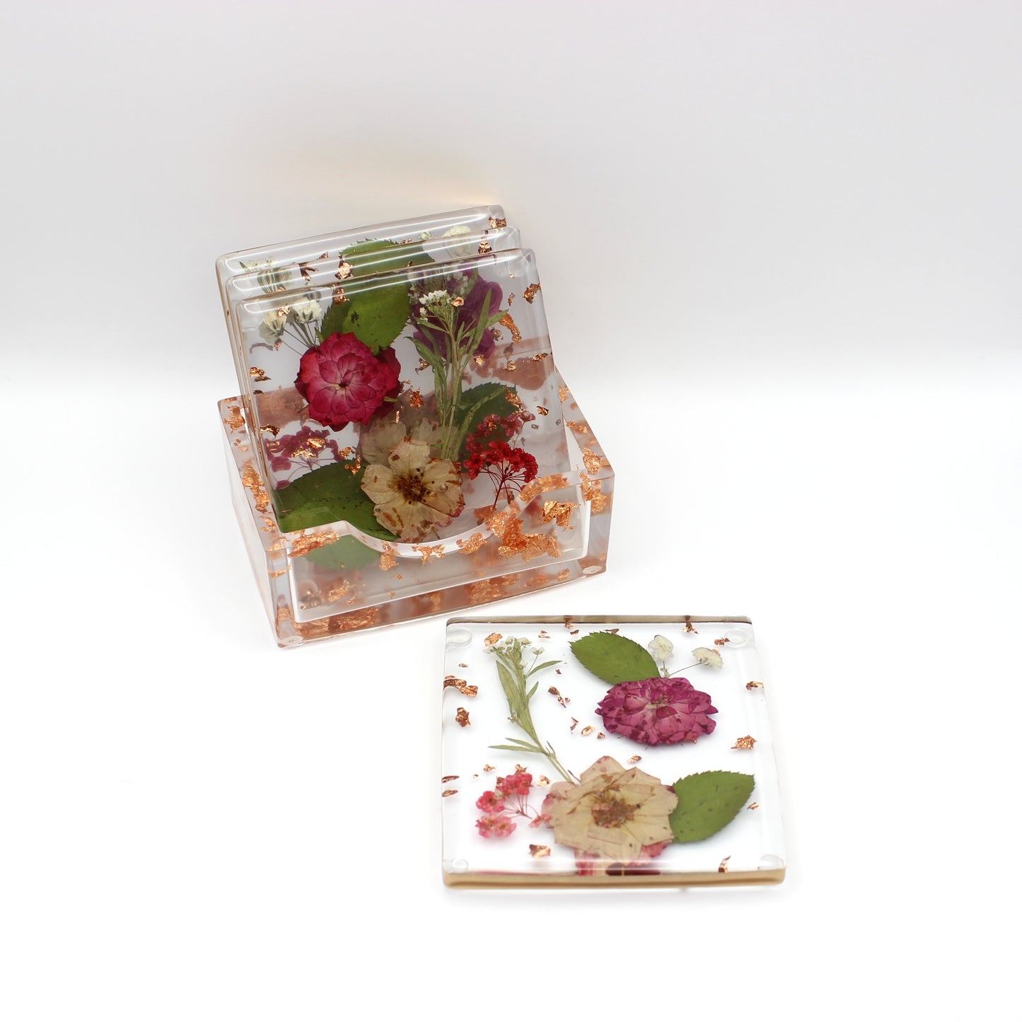 Square Floral Coaster Set