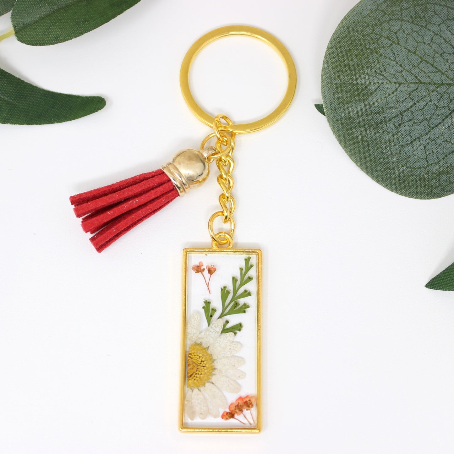 Pressed Flower Keychains-Gold
