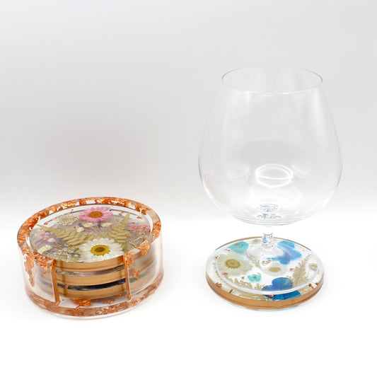 Round Floral Coaster Set