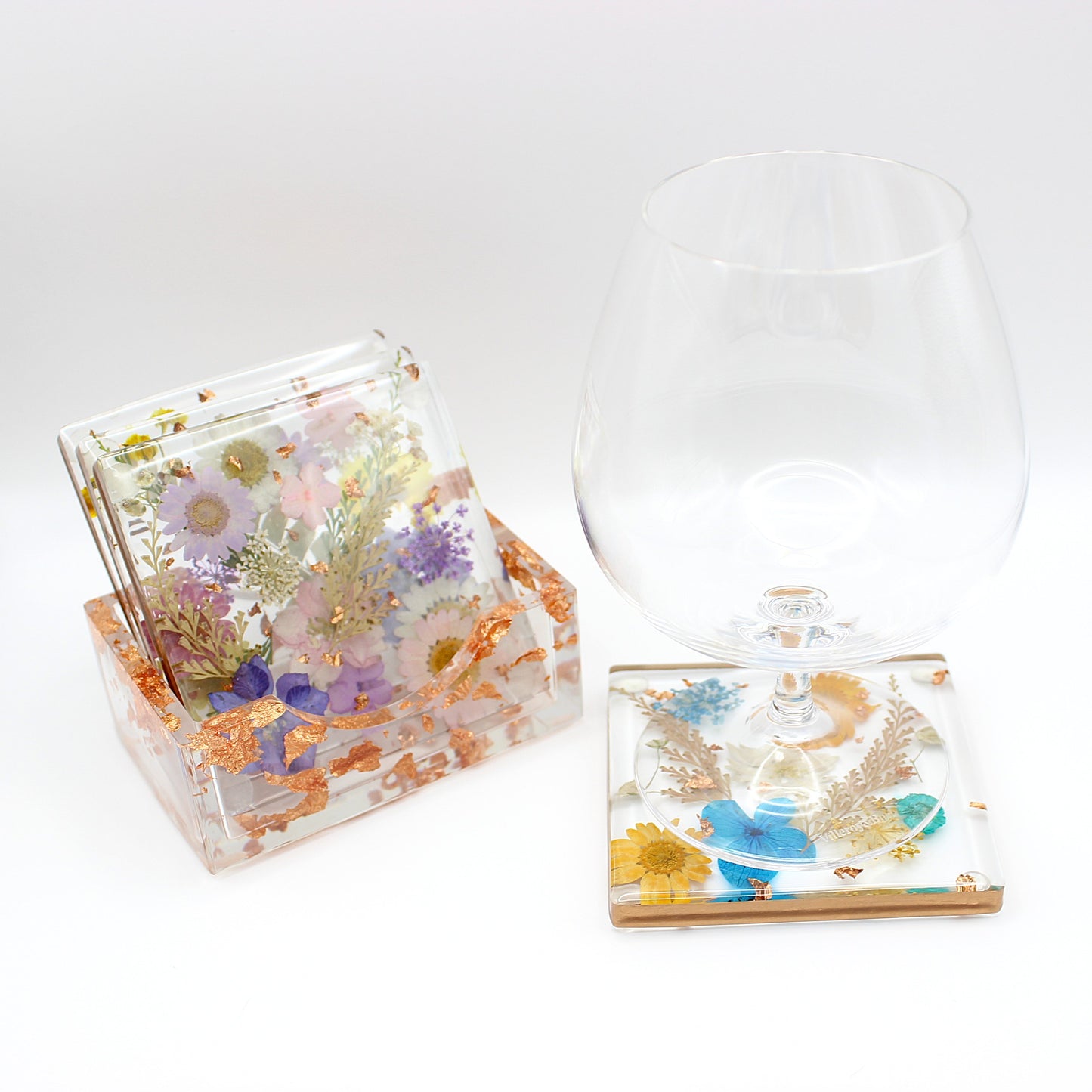 Square Floral Coaster Set