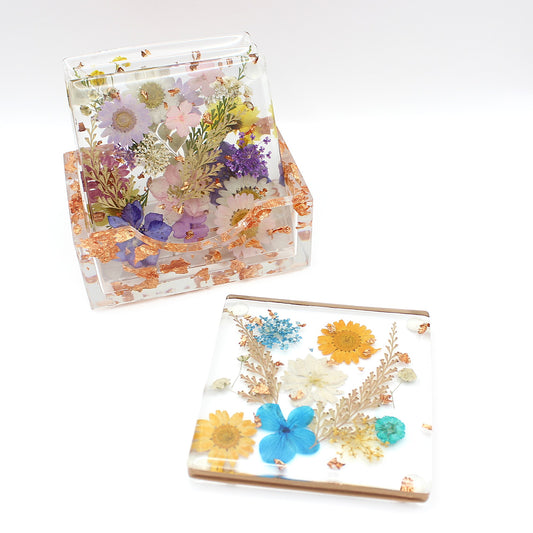 Square Floral Coaster Set