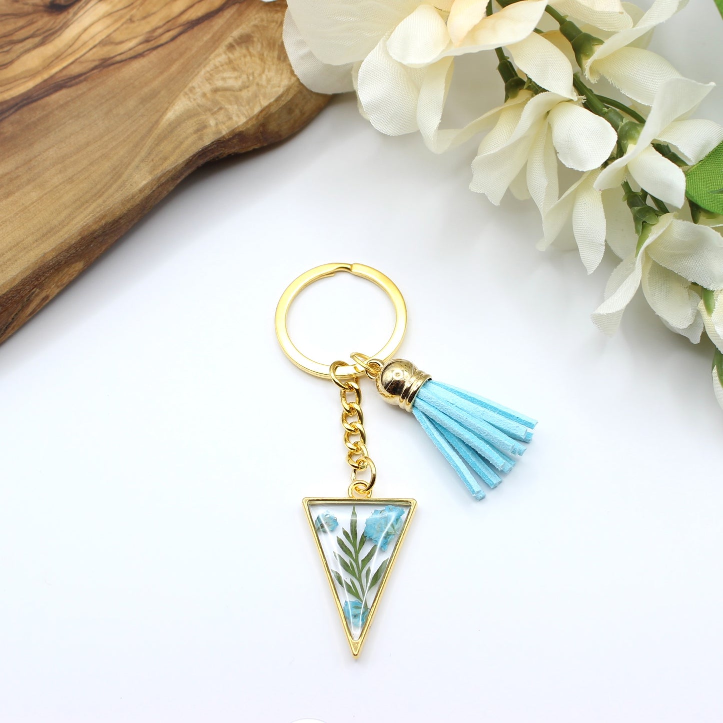 Pressed Flower Keychains-Gold
