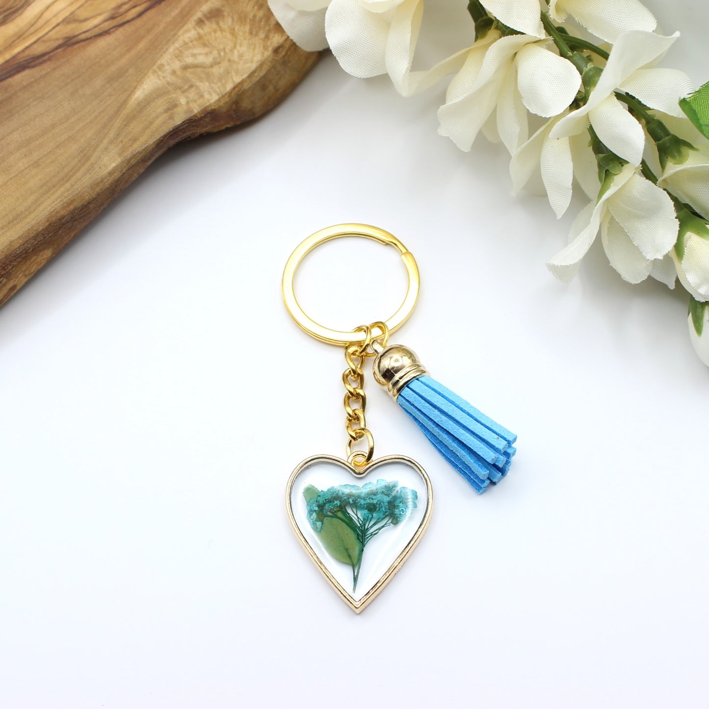 Pressed Flower Keychains-Gold