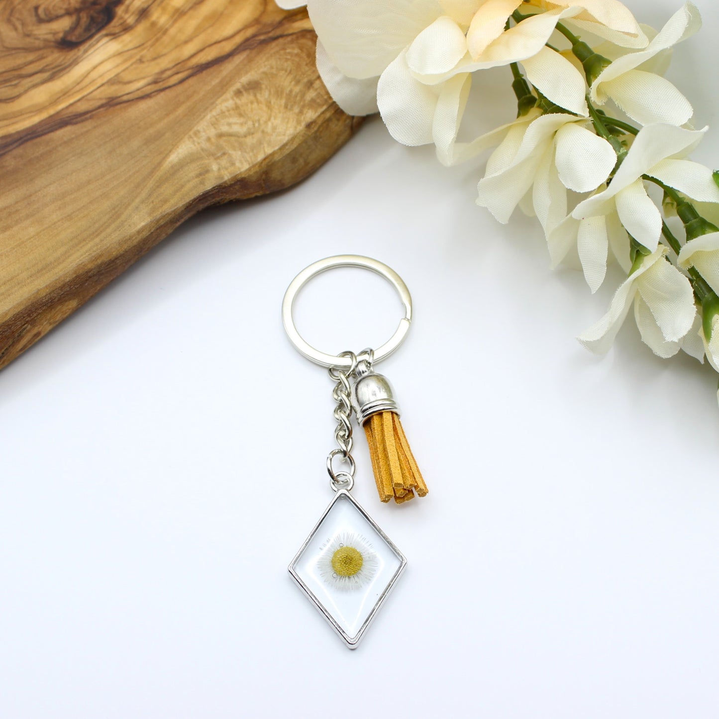 Pressed Flower Keychains-Silver