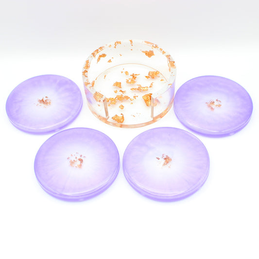 Purple & Rose Gold Coaster Set