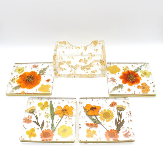 Square Floral Coaster Set