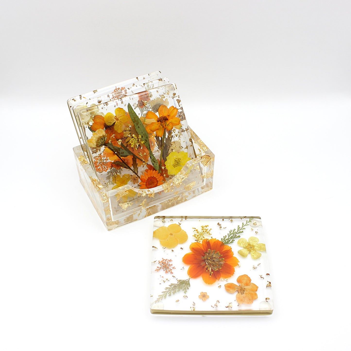 Square Floral Coaster Set
