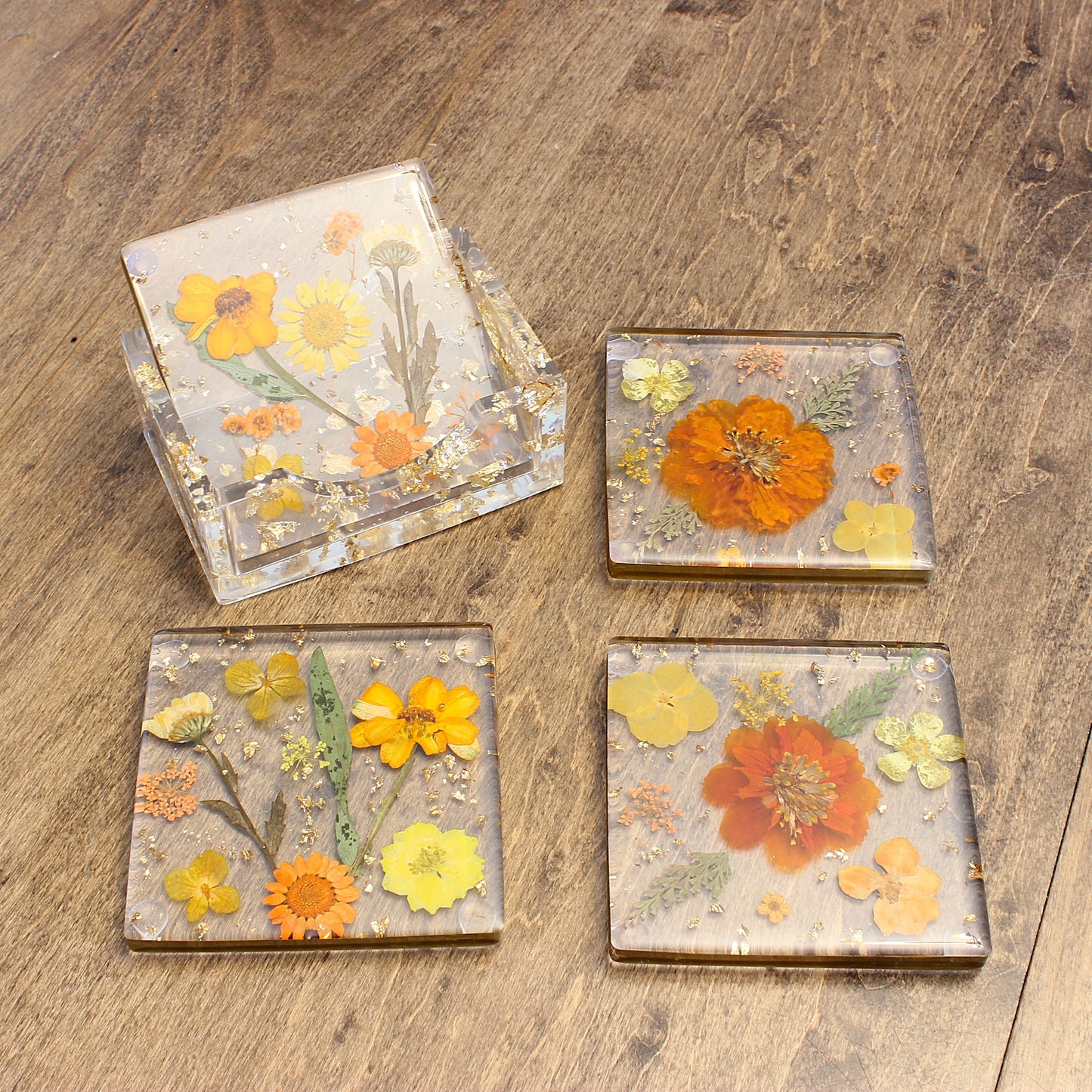 Square Floral Coaster Set