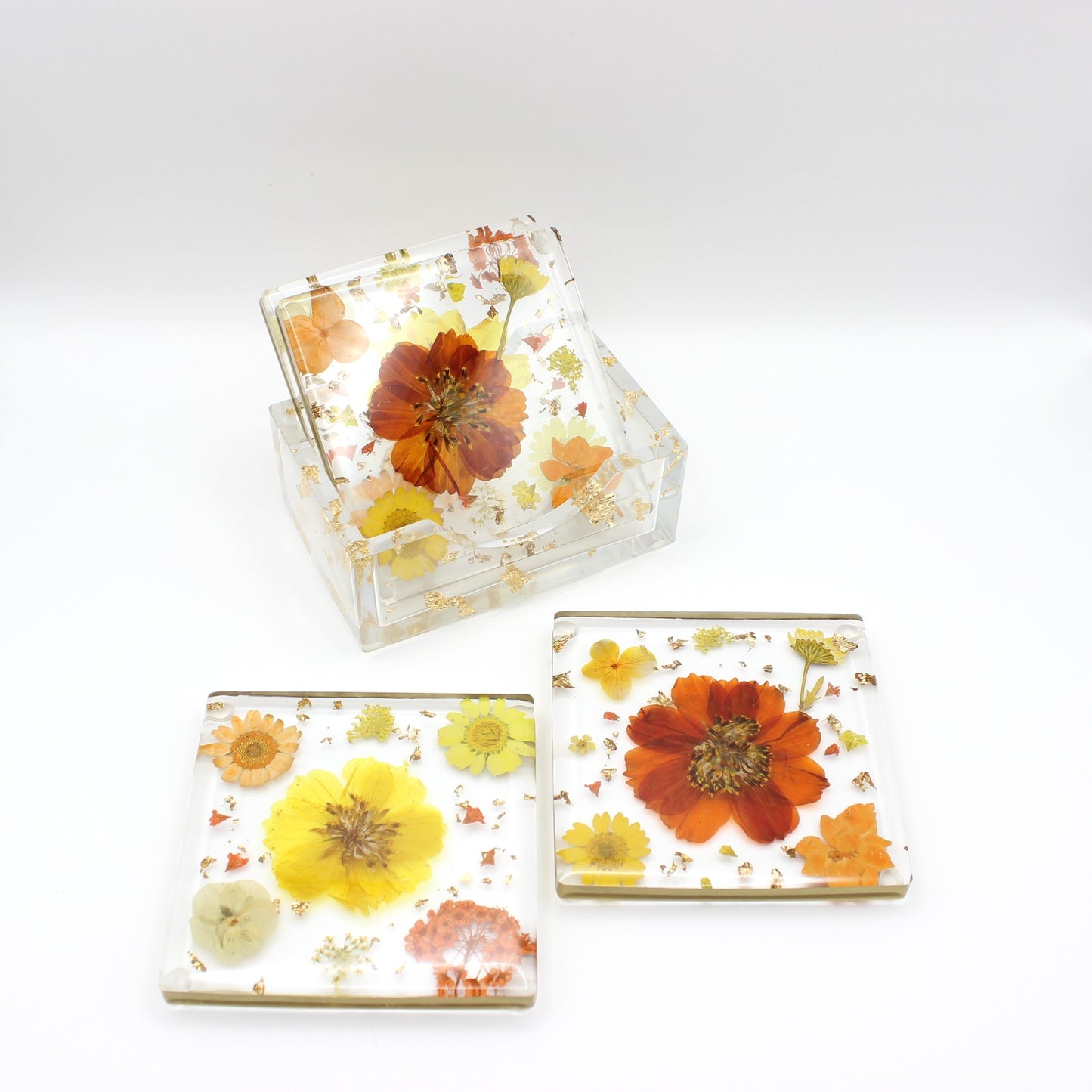Square Floral Coaster Set