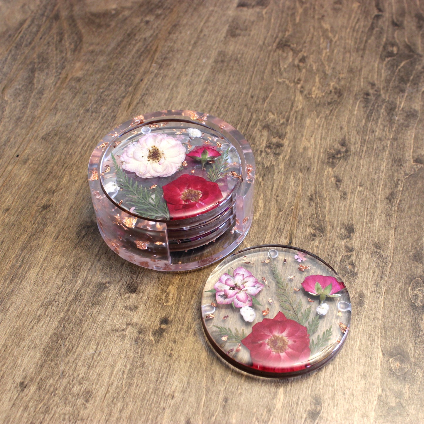 Round Floral Coaster Set