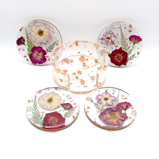 Round Floral Coaster Set