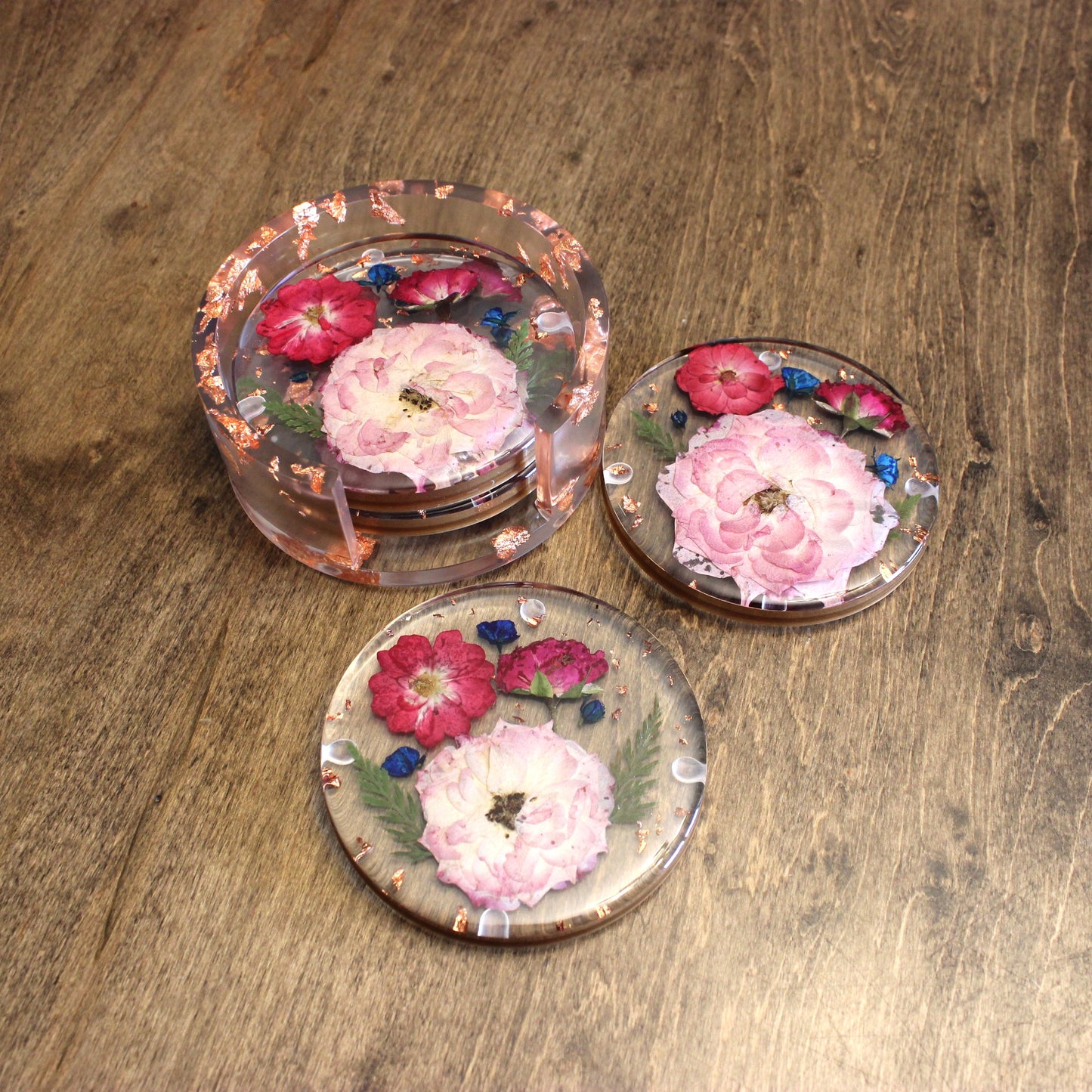 Round Floral Coaster Set