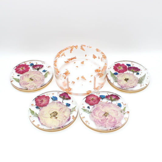 Round Floral Coaster Set