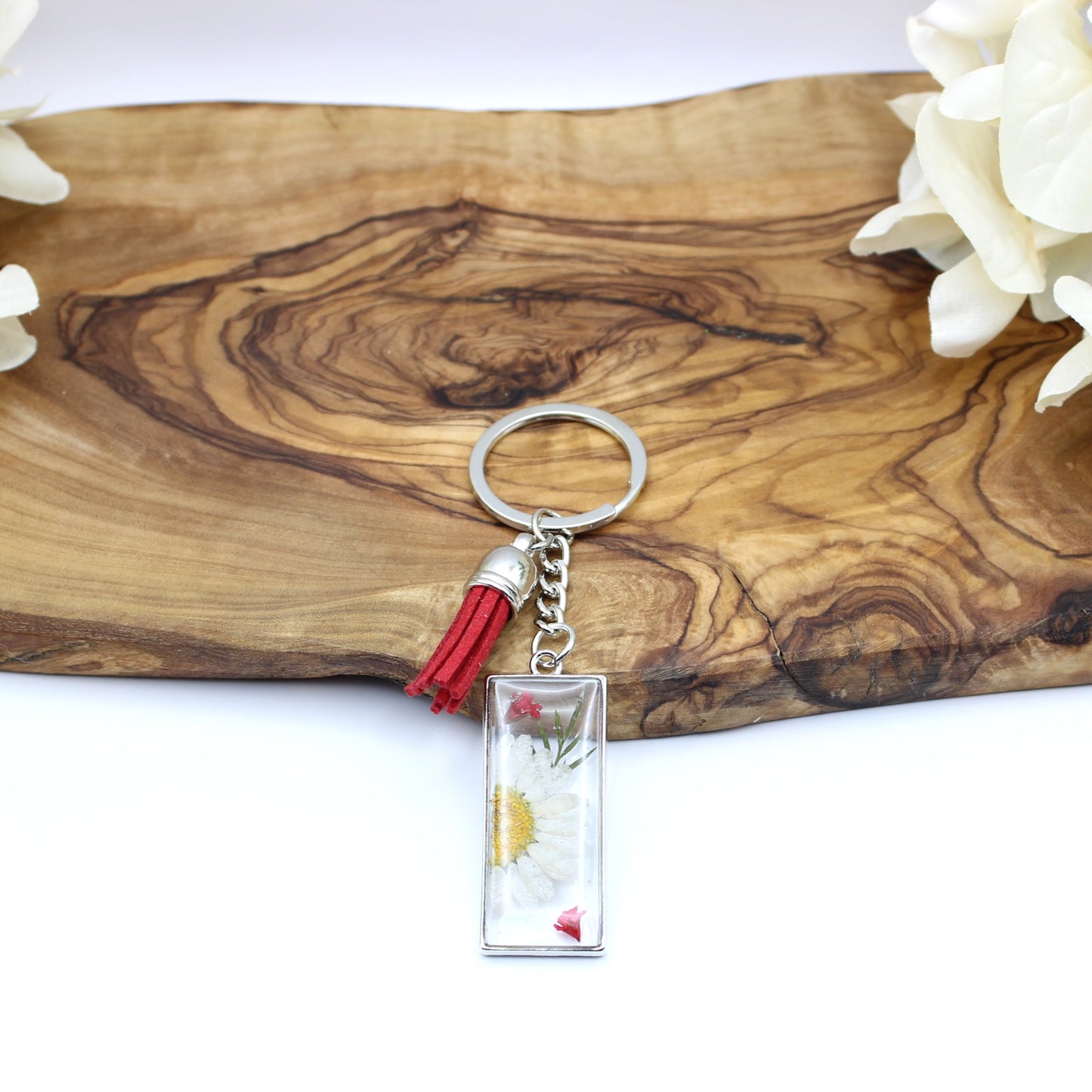Pressed Flower Keychains-Silver