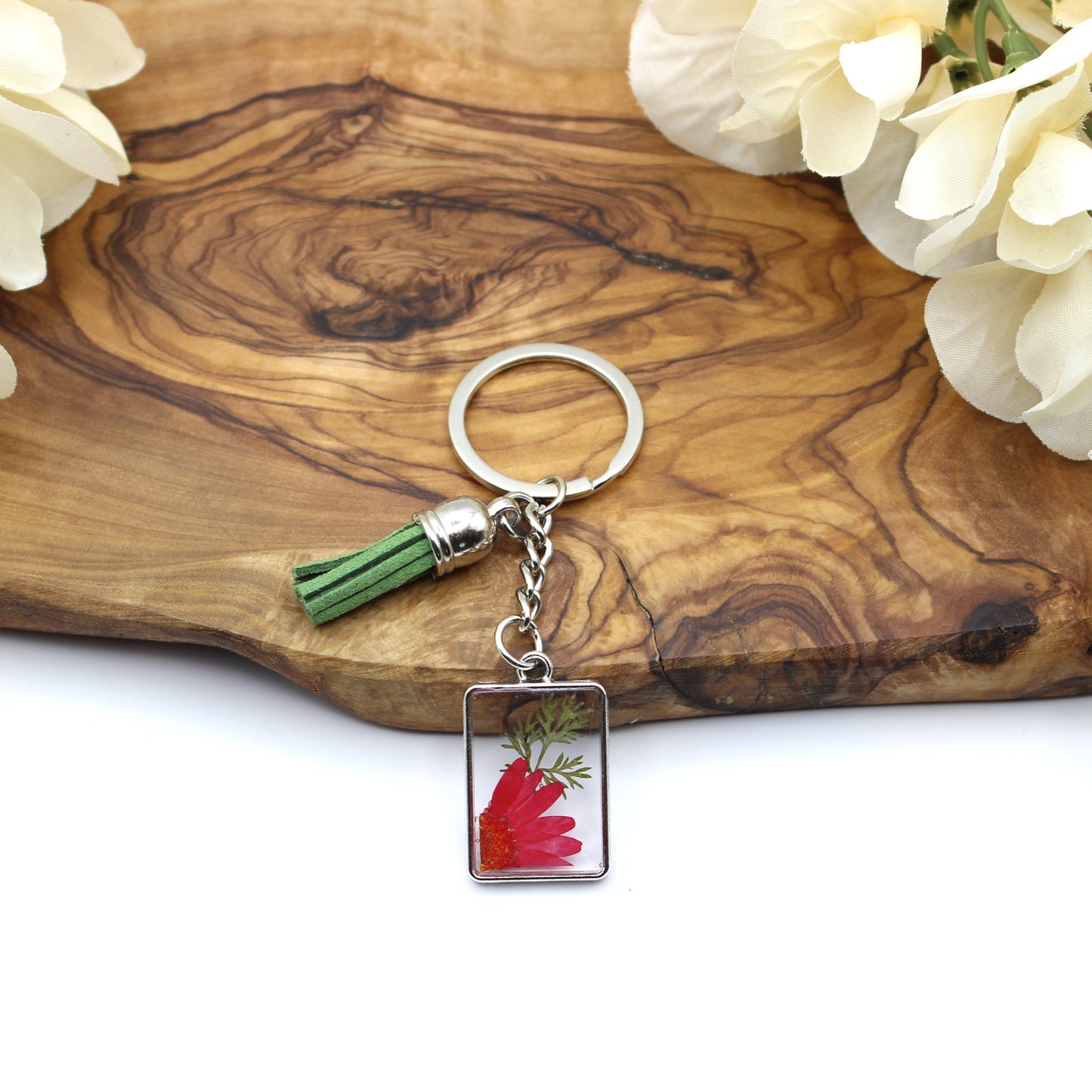 Pressed Flower Keychains-Silver