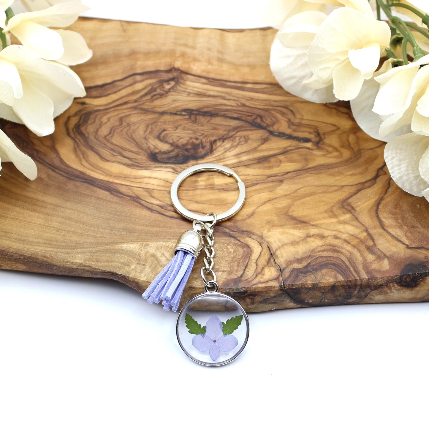 Pressed Flower Keychains-Silver