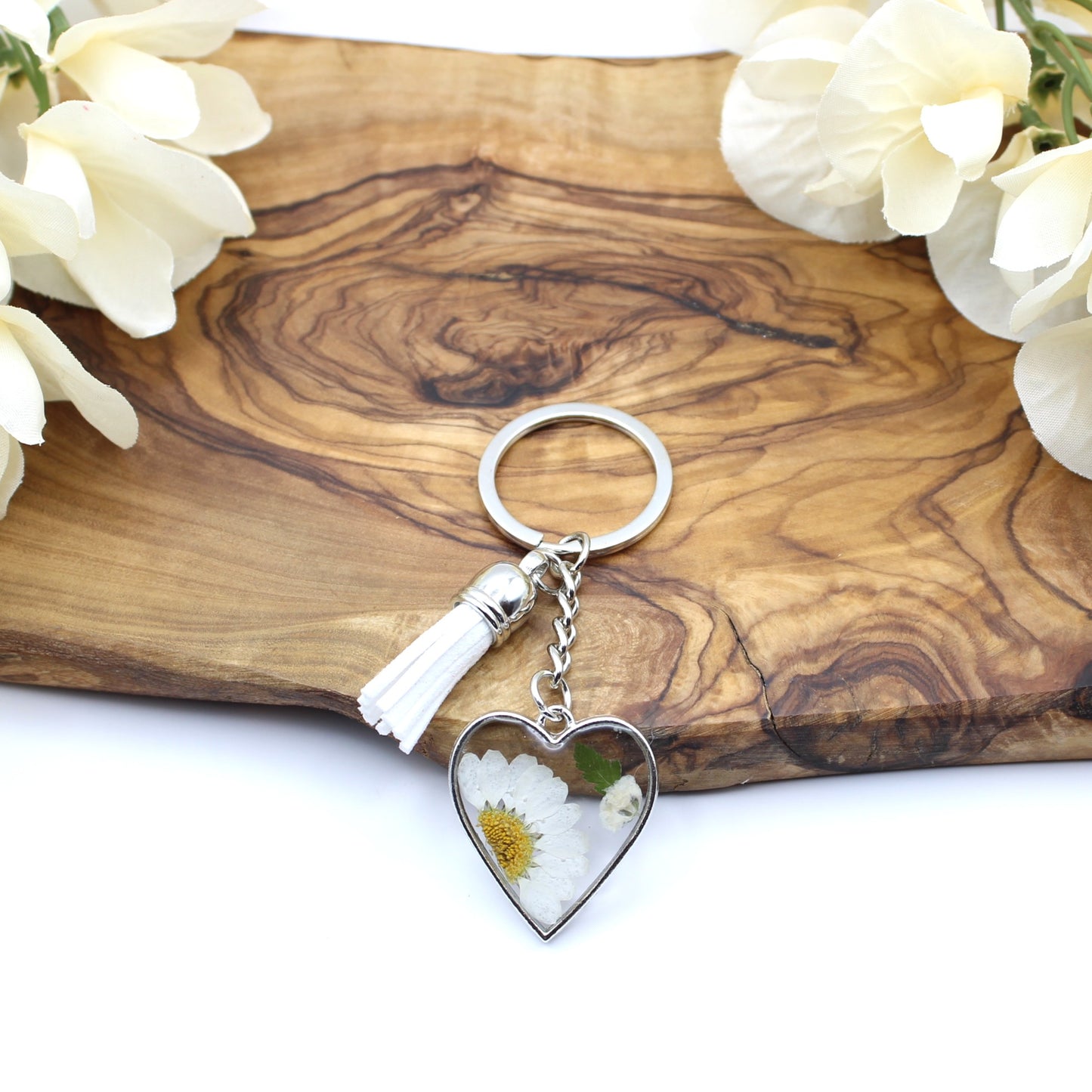 Pressed Flower Keychains-Silver
