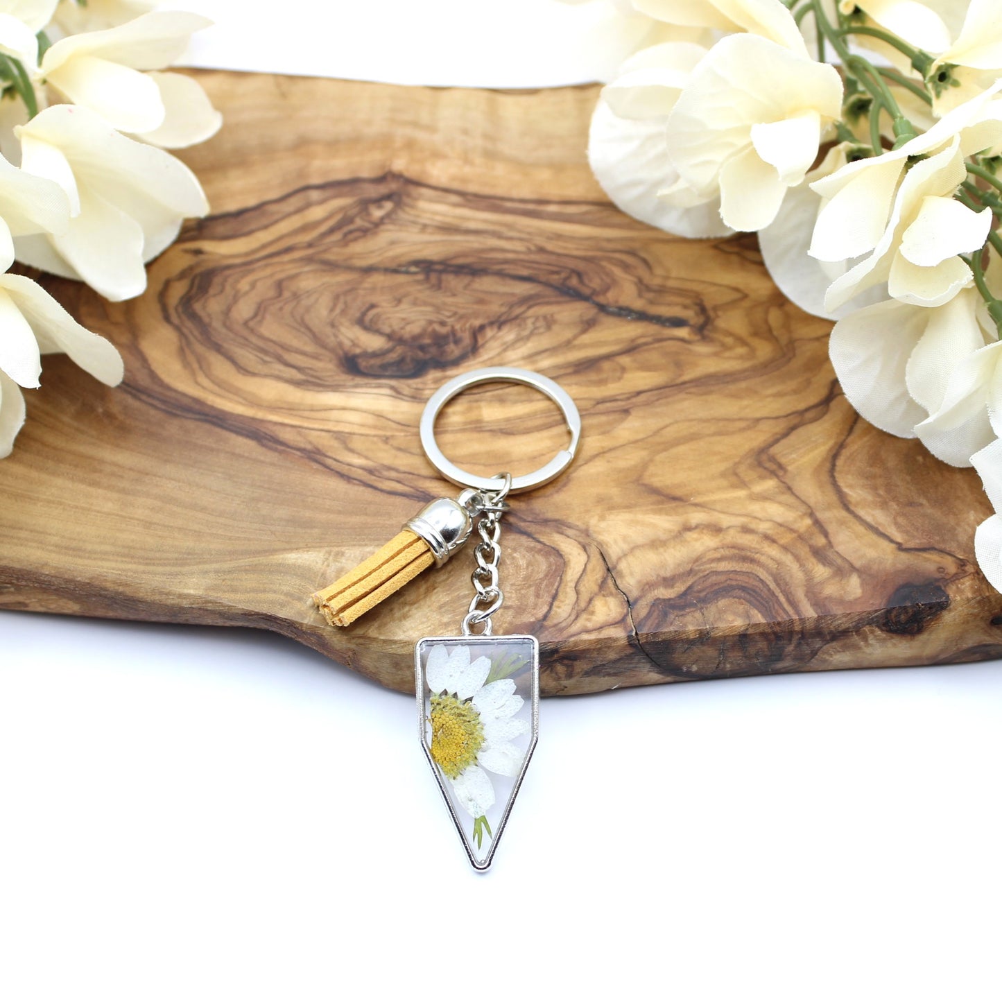 Pressed Flower Keychains-Silver