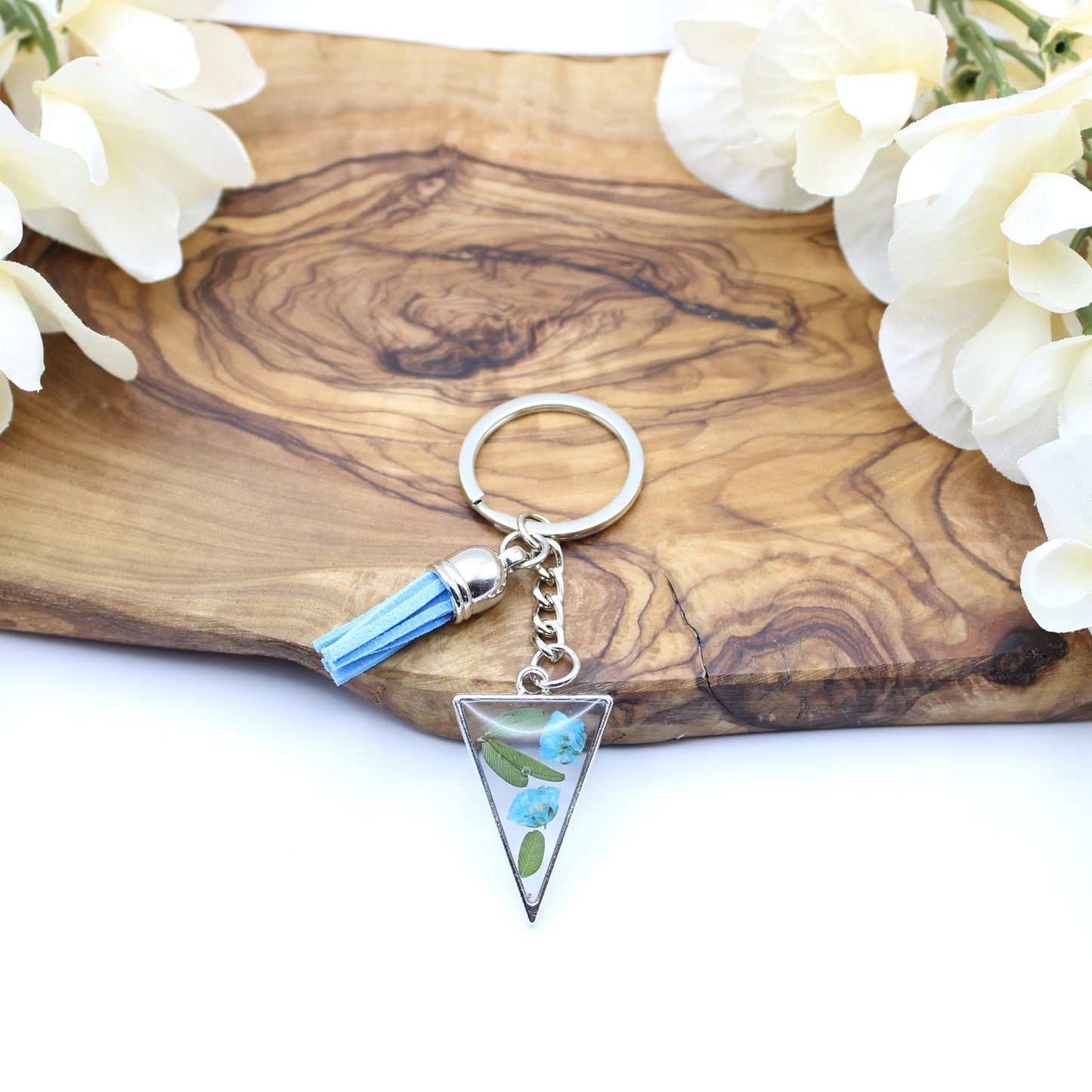 Pressed Flower Keychains-Silver