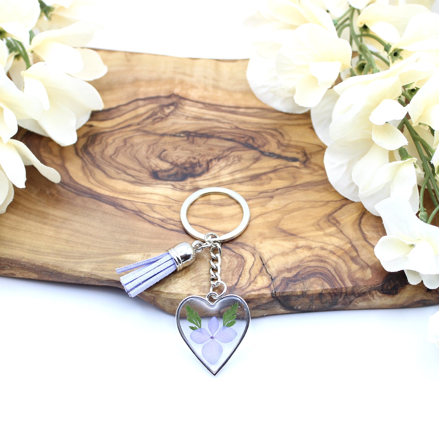 Pressed Flower Keychains-Silver