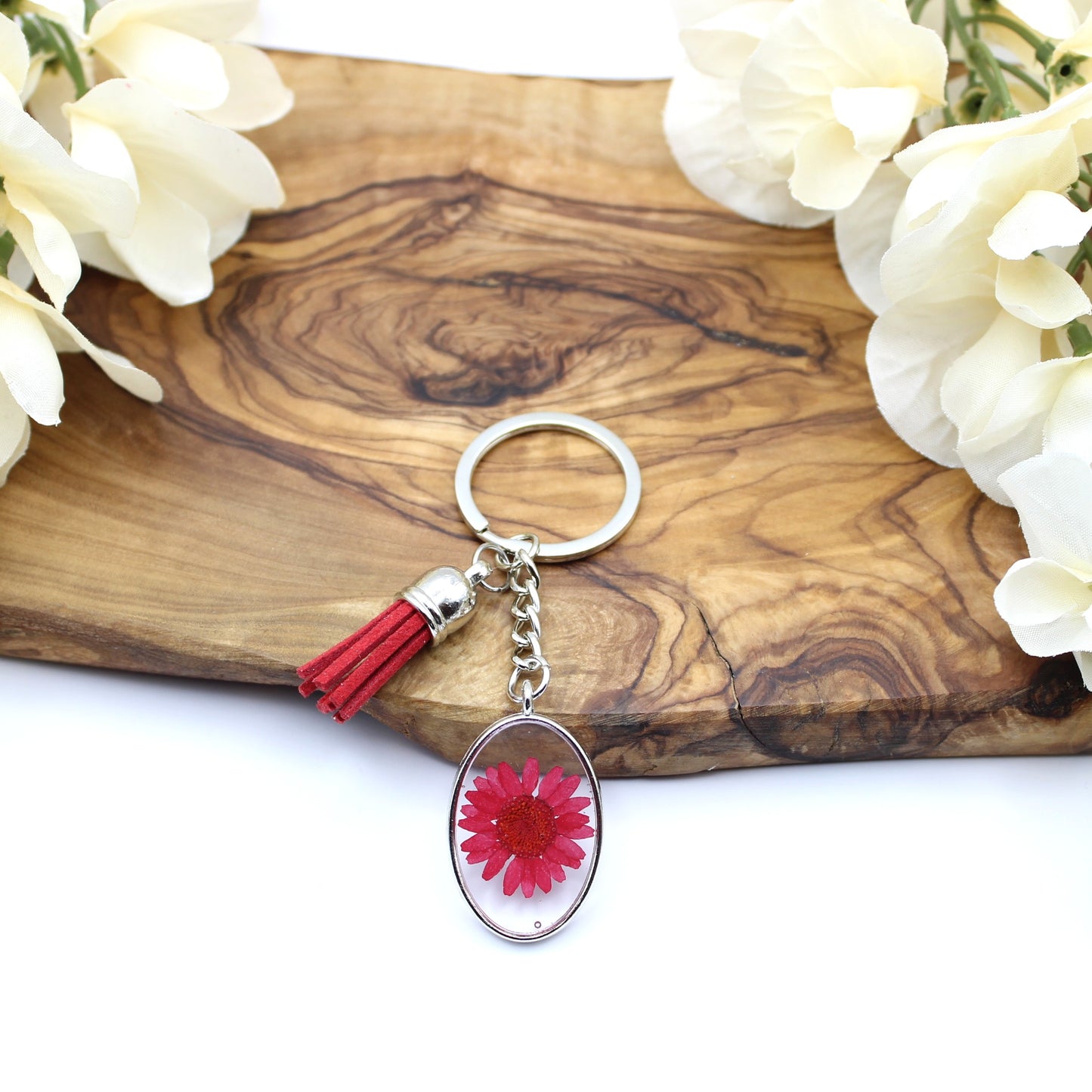 Pressed Flower Keychains-Silver