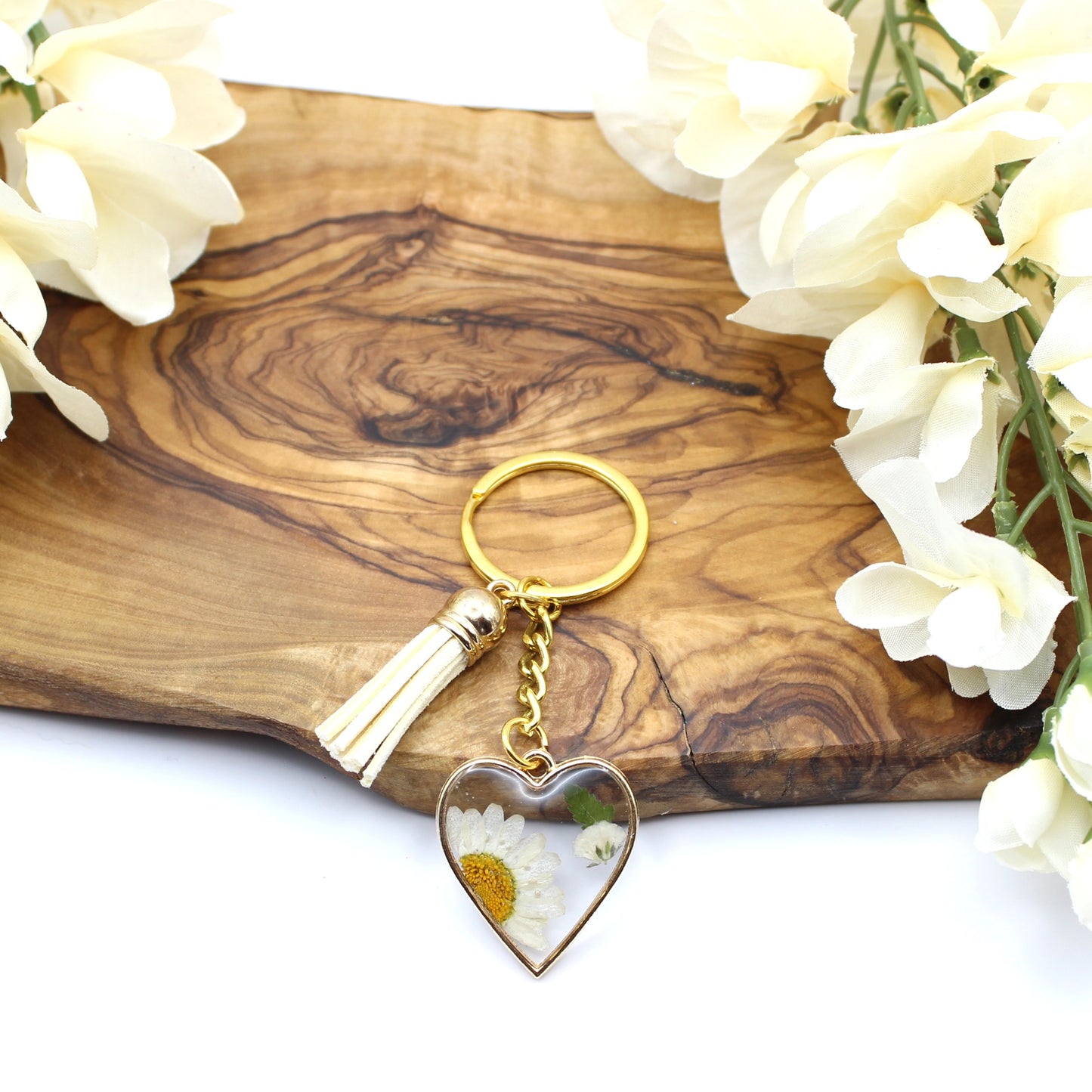 Pressed Flower Keychains-Gold