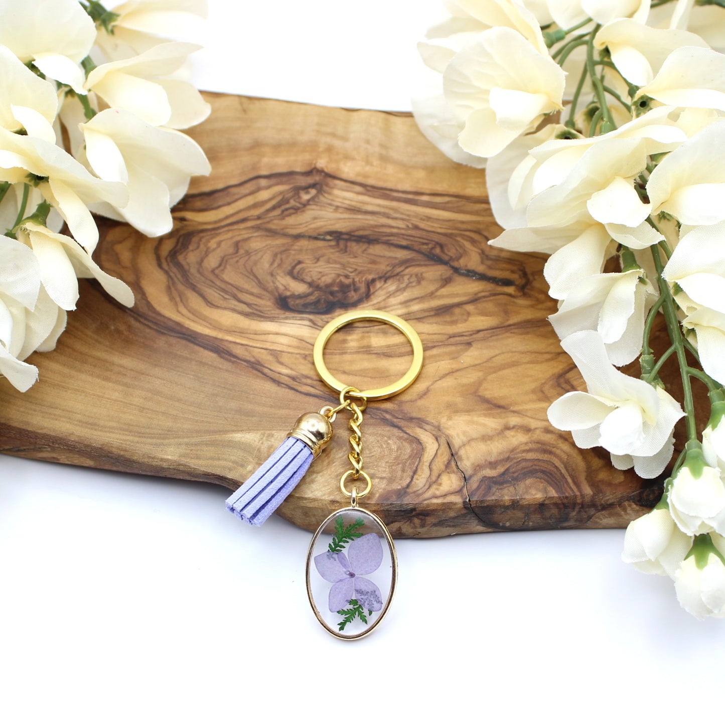 Pressed Flower Keychains-Gold