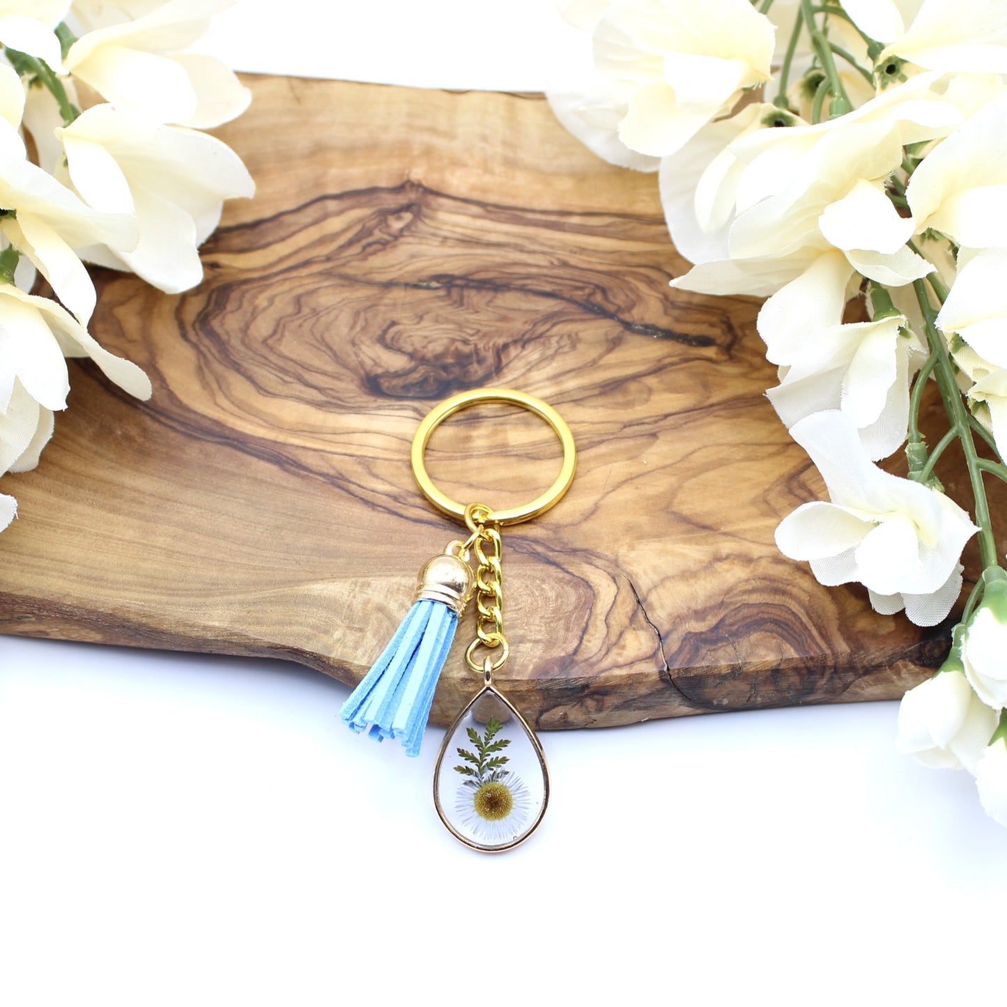 Pressed Flower Keychains-Gold