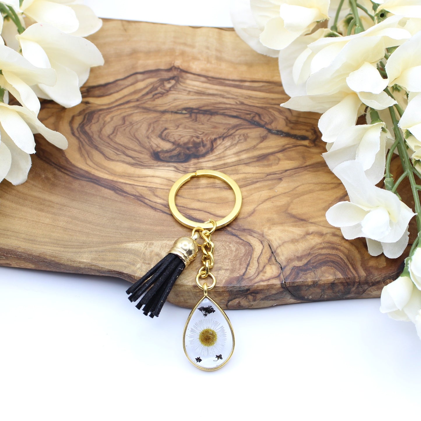 Pressed Flower Keychains-Gold