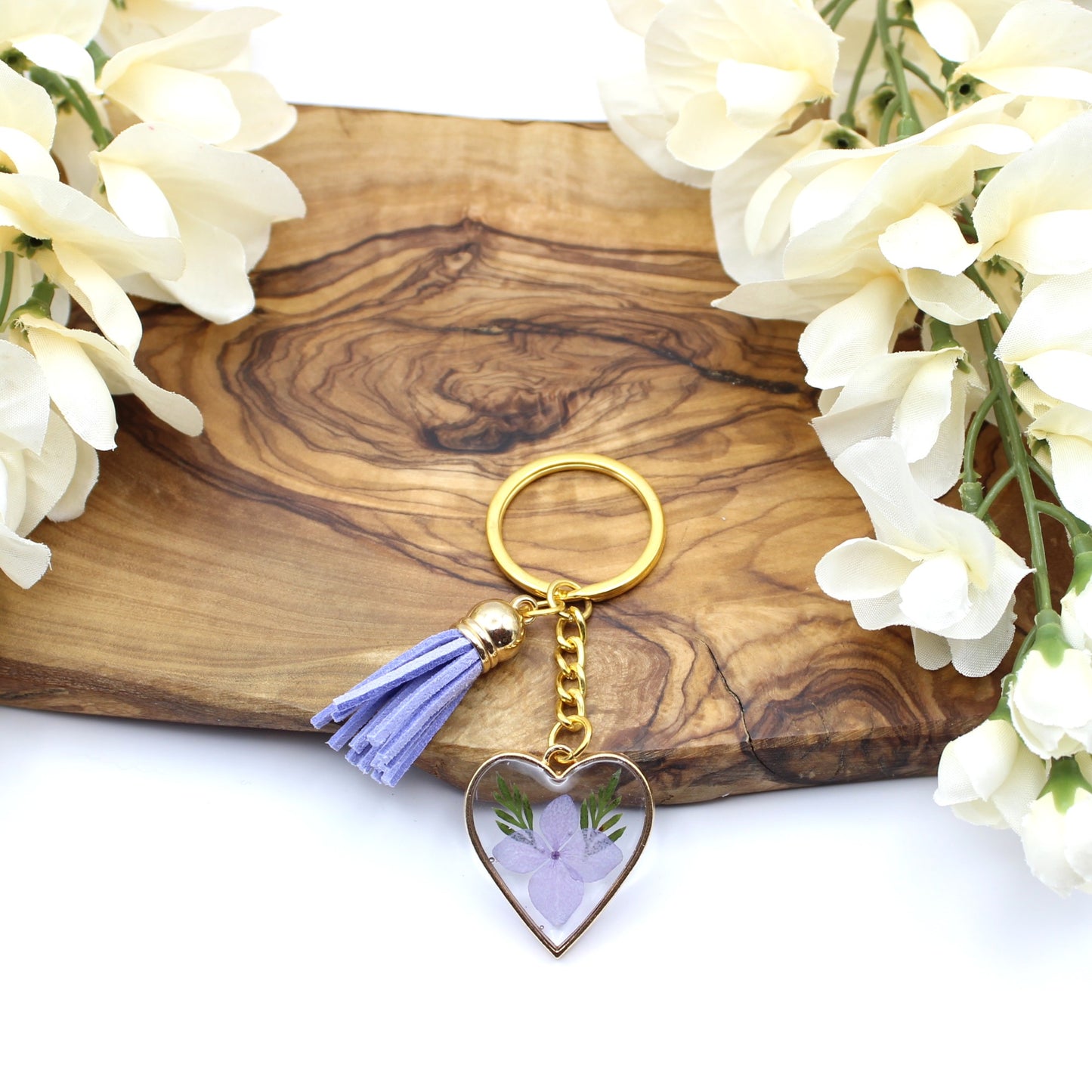 Pressed Flower Keychains-Gold