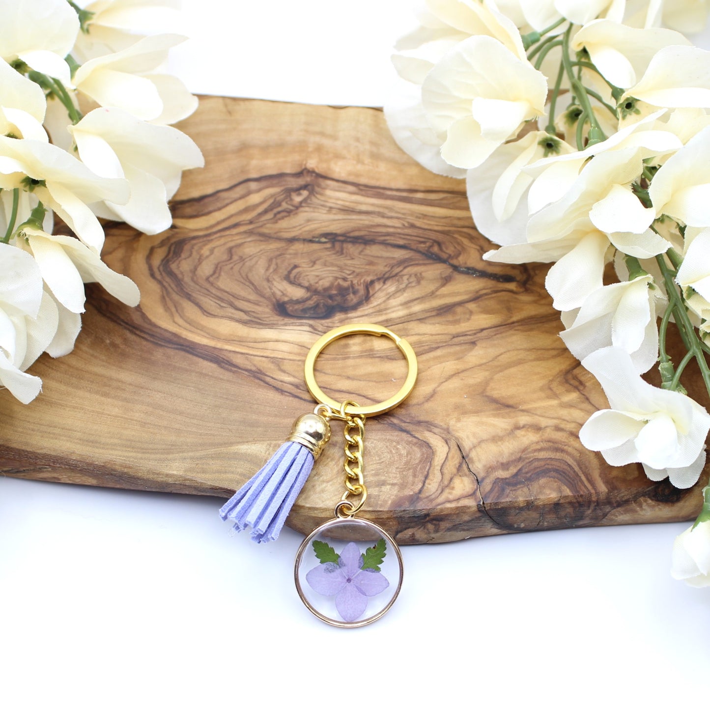 Pressed Flower Keychains-Gold
