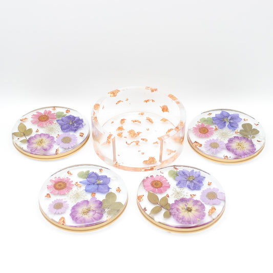 Round Floral Coaster Set