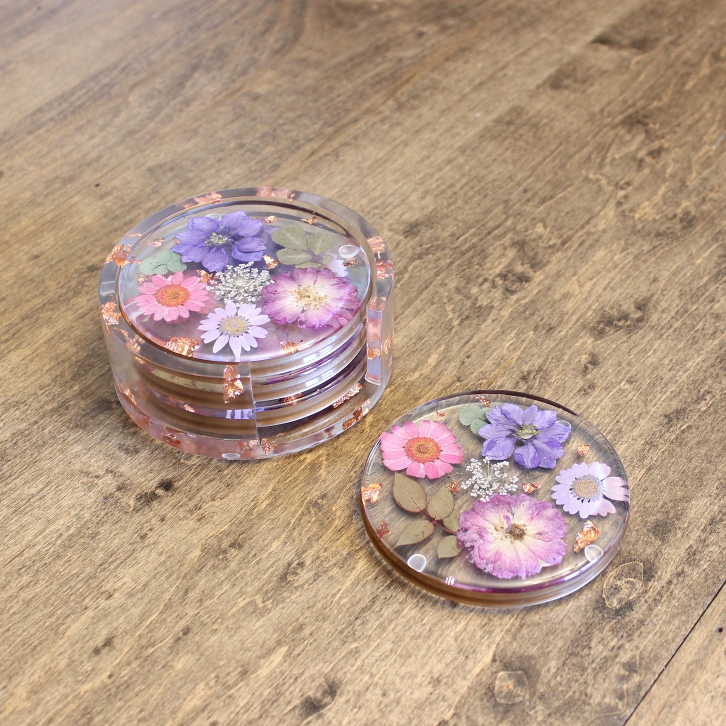 Round Floral Coaster Set