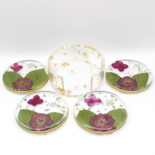 Round Floral Coaster Set
