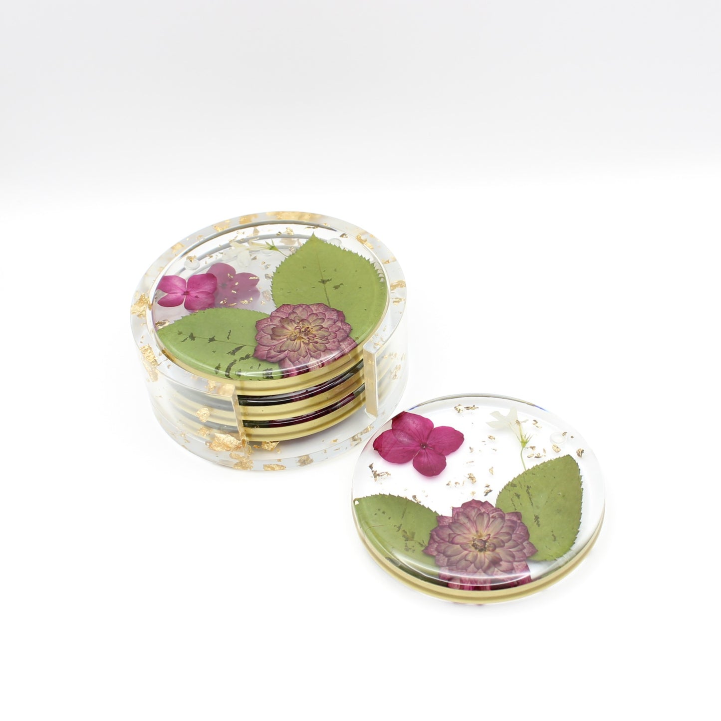Round Floral Coaster Set