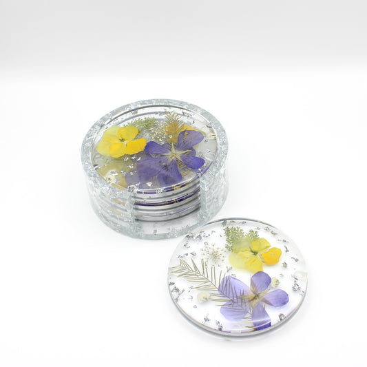 Round Floral Coaster Set