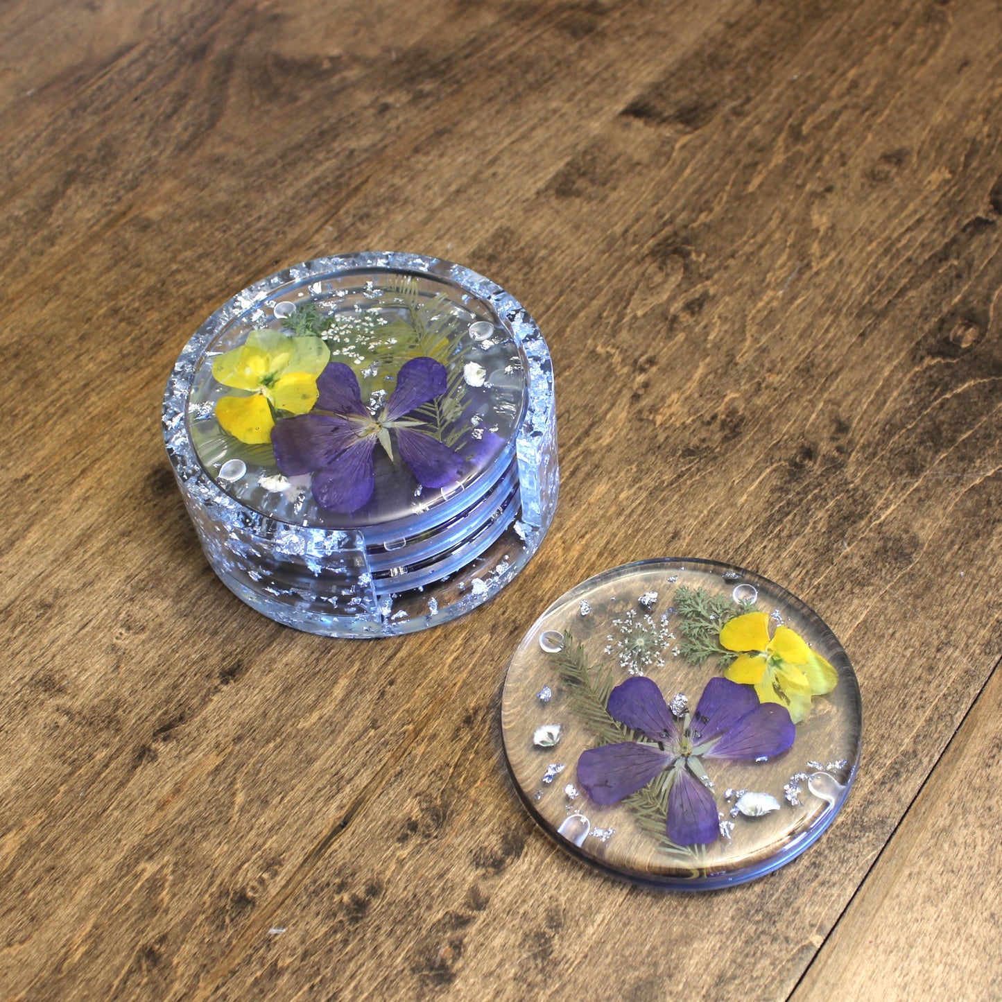 Round Floral Coaster Set